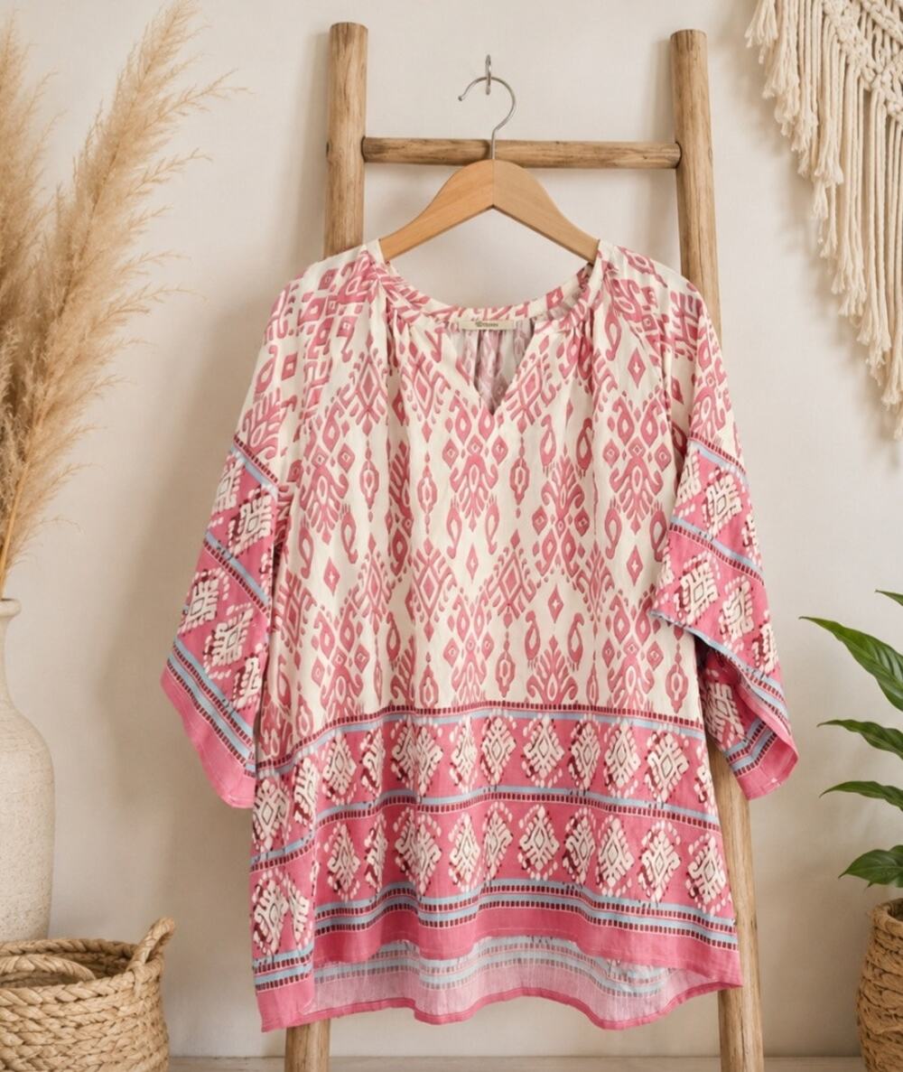 Bebonnie Rayon Blend Boho Pink Top XL